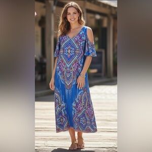 MSK Vibrant Colorful Midi Dress Size XL Made in India